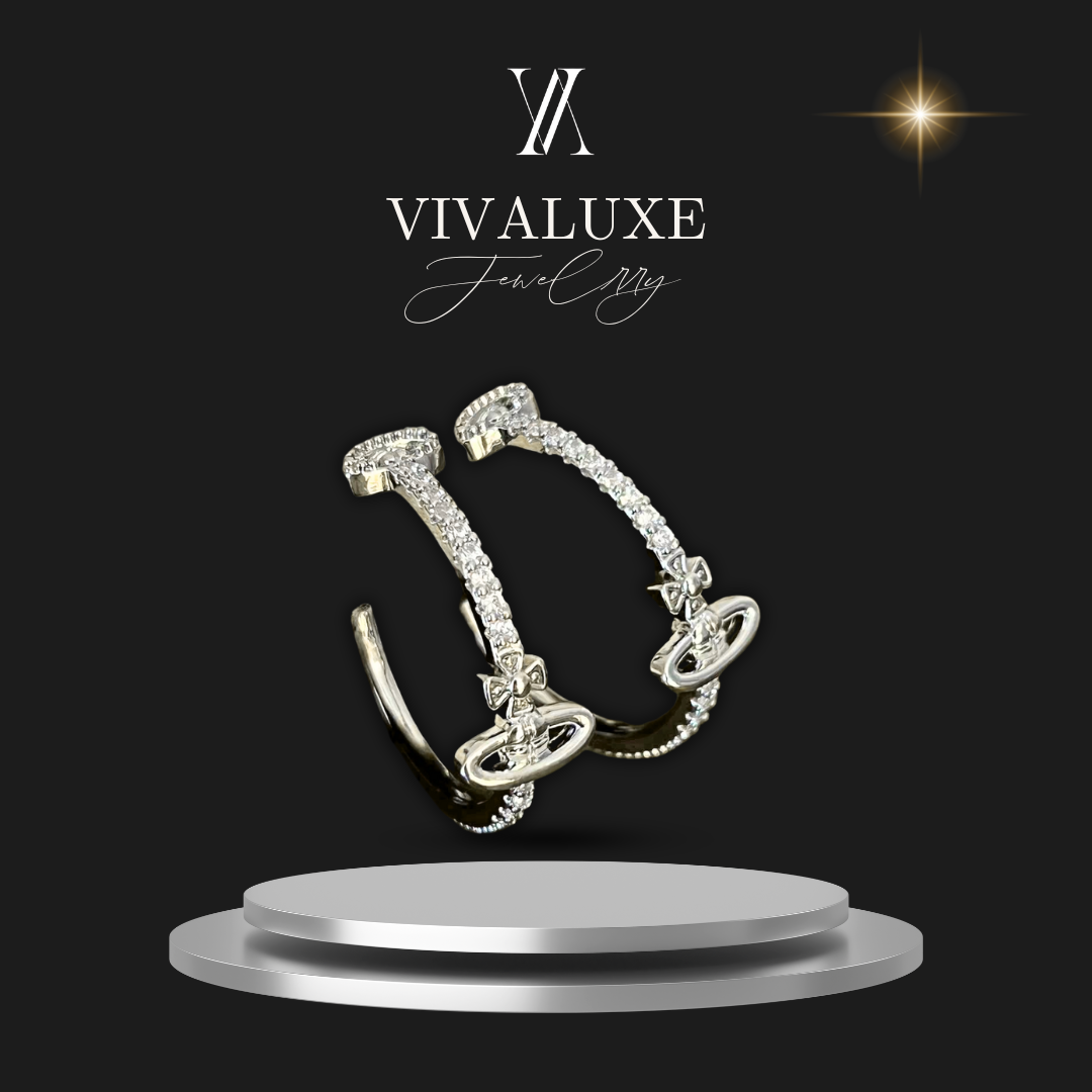 Saturn Diamond C-shaped Earrings
