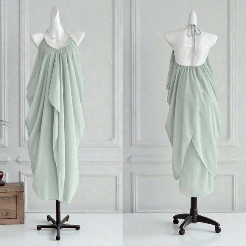 French V-neck Halter Long Dress