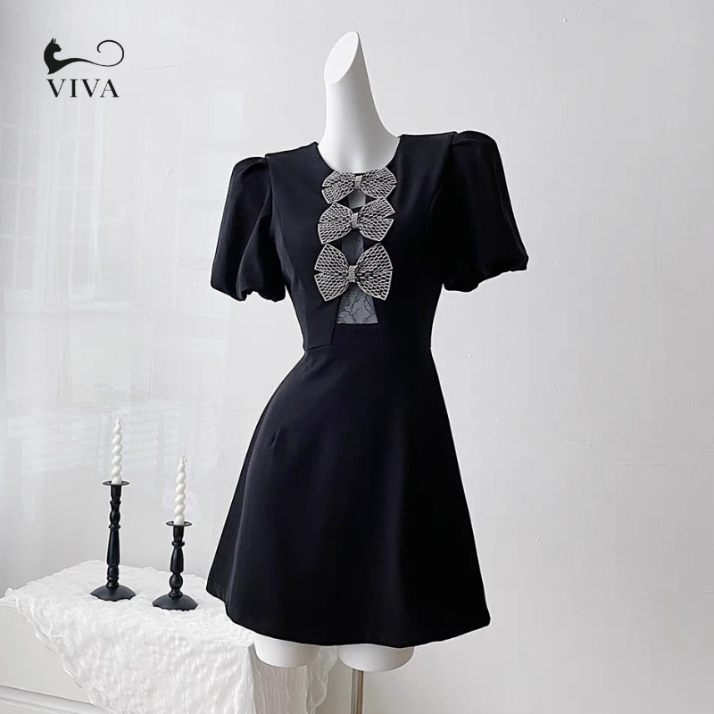 Puff Sleeve Slim Fit A-line Dress